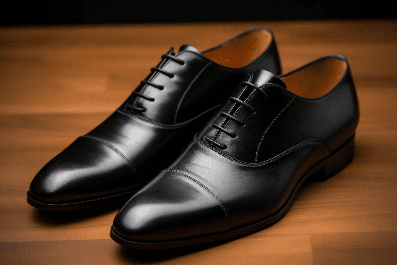 Ett par svarta Oxford-skor