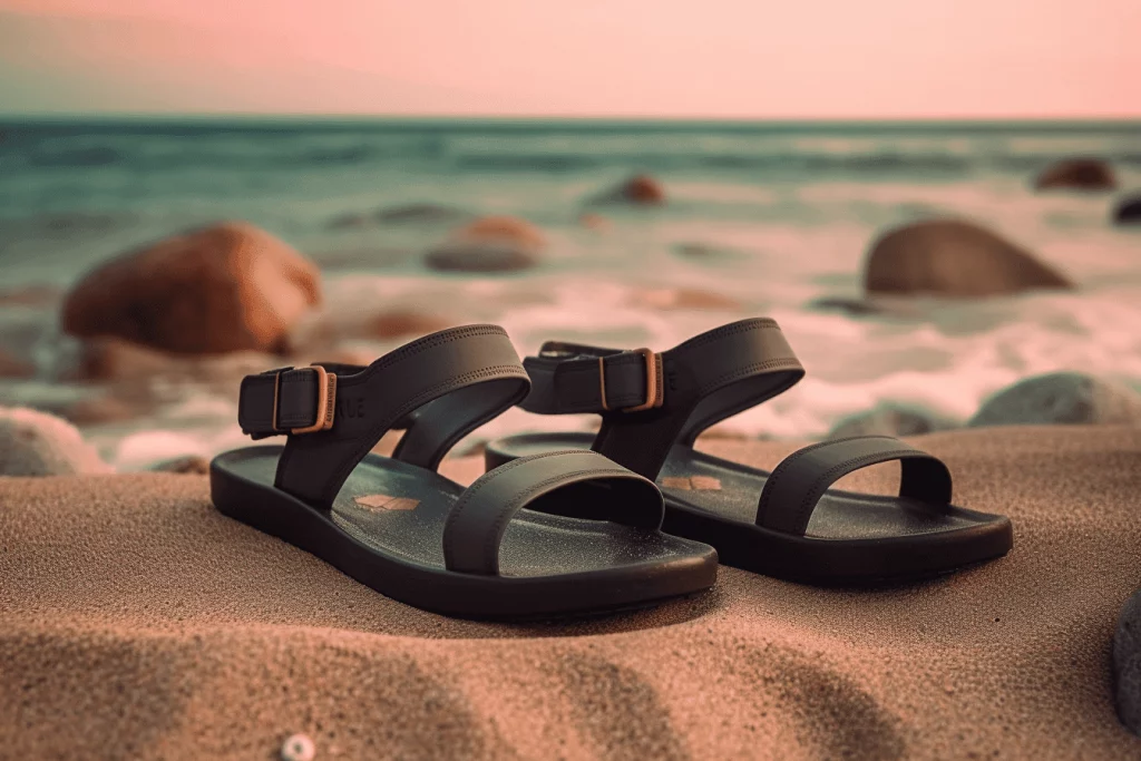 Ett par sandaler på en strand
