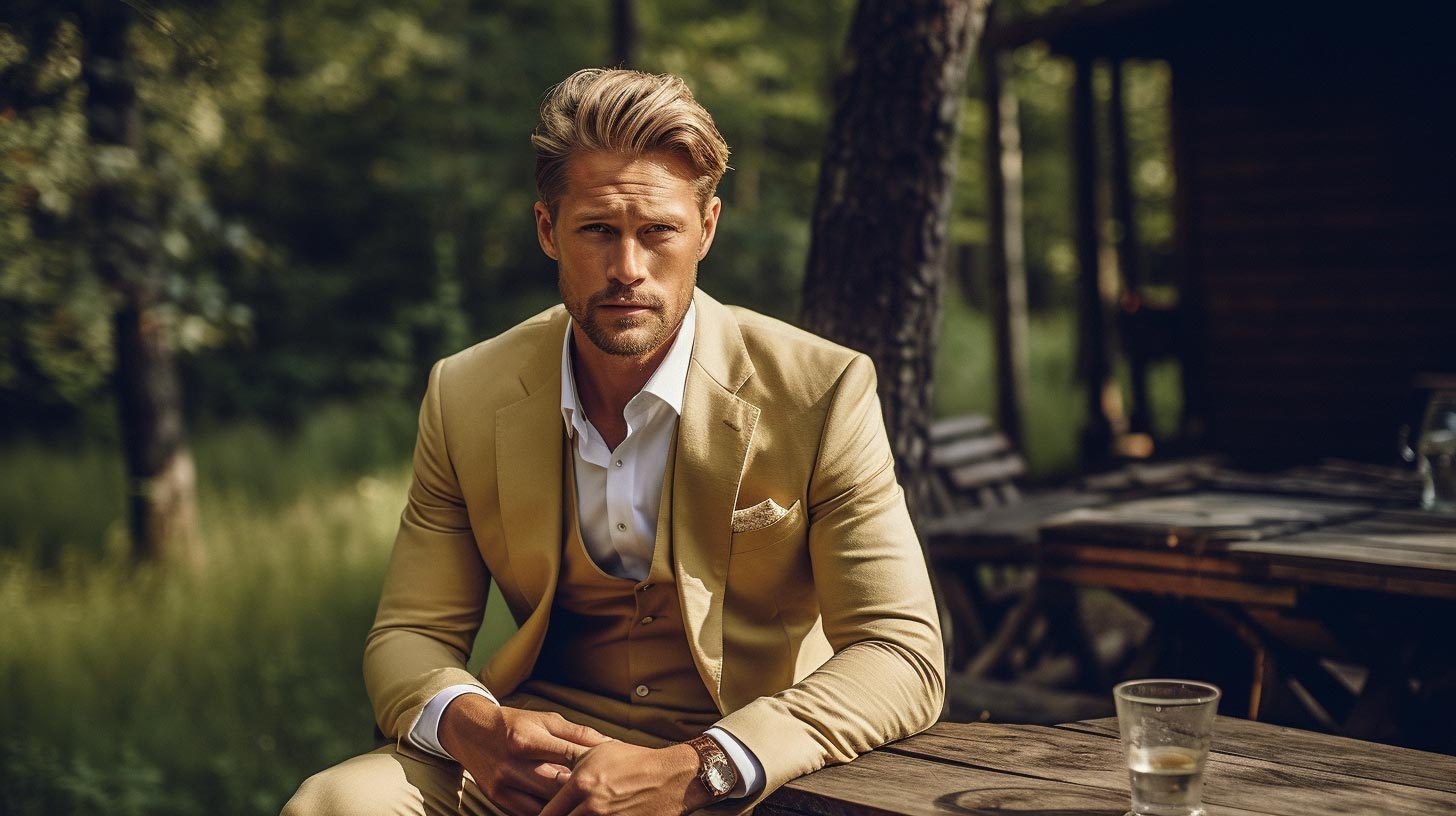 En manlig modell i kostym